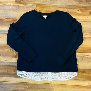 Women’s crown & ivy Navy Blue Shirt with White Eyelet False Under Shirt SizeXL